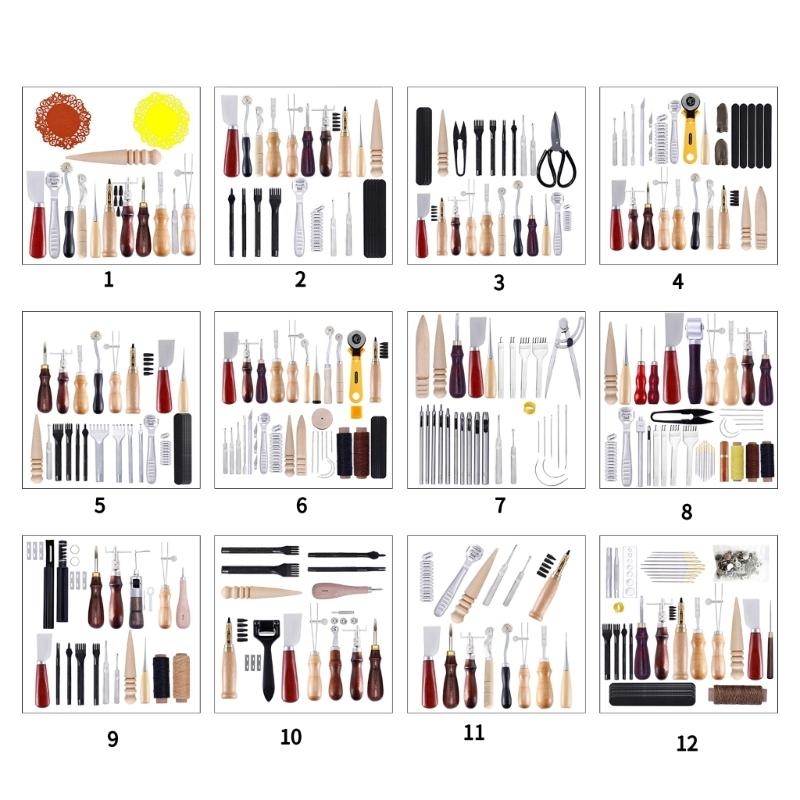 Groover Stitching Tool - E06B หนังหัตถกรรมชุดเครื่องมือหนังเย็บเครื่องมือเย็บเข็มเย็บด้าย Awl Groover สำหรับ DIY